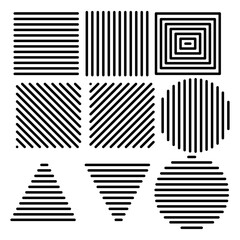 Abstract geometric shapes and patterns in black and white for modern design and branding