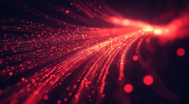 Abstract red light streaks, digital art - Powered by Adobe