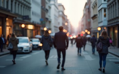 business people on urban city street blur. High quality