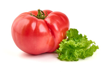Heirloom Tomato with Lettuce, isolated on white background