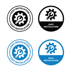 Easy Install  vector stamps for product labeling isolated on white. Easy Install sign, logo, badge, icon, sticker, label, emblem, stamp, symbol, black, line, flat vector, isolated illustration.