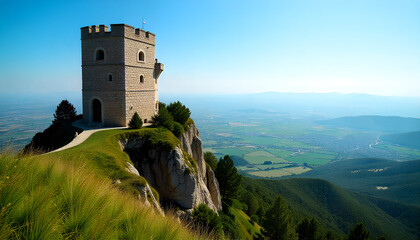 View of the tower of Guaita on Mount Monte Titano in the Republic of San Marino