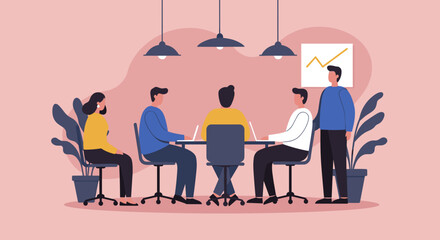 Diverse business team collaborates in a modern office meeting, discussing strategy and growth. Ideal for corporate productivity, teamwork, and data analysis.