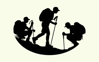 Hiking vector design, vector illustration, Hiking design, silhouette style.
