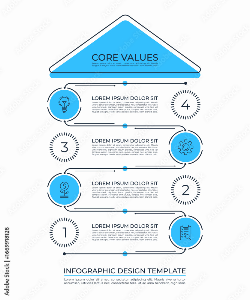 Wall mural modern business infographic template with step-by-step layout. minimal flat infographic design with 