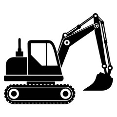 excavatior outline vector clean black silhouette design white background