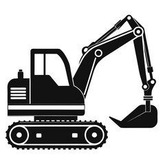 excavatior outline vector clean black silhouette design white background