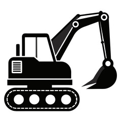 excavatior outline vector clean black silhouette design white background