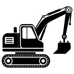 excavatior outline vector clean black silhouette design white background