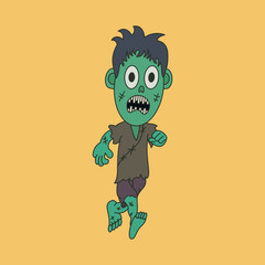 Cartoon Zombie Character – Funny Green Halloween Illustration