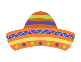 Colorful Sombrero Hat Vector Illustration in Bright Colors. This traditional Mexican hat showcases a playful design, perfect for festive occasions and cultural themes.