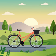 Naklejka premium Vector Illustration of a Black Bicycle Icon, Minimalist Design, Isolated on White Background.