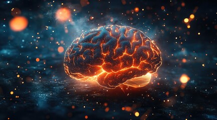 Fiery brain, cosmic backdrop