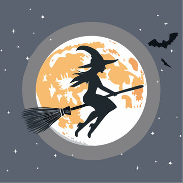 Hexe auf einem Besen