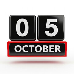 October 5 Calendar Icon on White Background