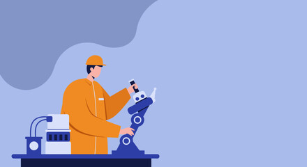 Engineer in hard hat and jumpsuit operating a robotic arm, symbolizing industrial automation, modern manufacturing, and future technology development.