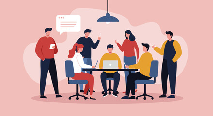 Diverse business team collaborating in a modern office meeting, discussing ideas and planning projects. Ideal for concepts of teamwork, innovation, and modern workplace.