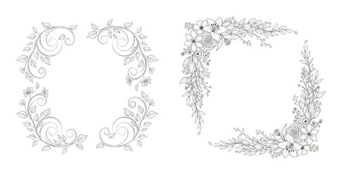 Elegant floral borders for decorative design projects and creative framing