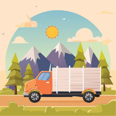 Next Day Delivery Truck Icon, Vector Illustration, Fast Shipping Concept, Isolated on White Background.