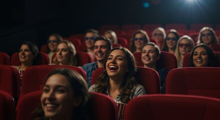 Fototapeta premium Movie theater audience enjoying a film