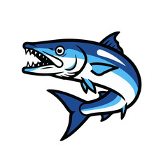 Fototapeta premium Stylized Blue and White Barracuda Fish Mascot Vector Illustration