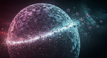 Obraz premium Abstract representation of a virus attack on a protective shield creating a barrier between infection and safety in a digital world