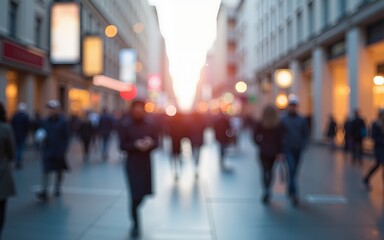 abstract people street walk in the city, pastel and blur concept. High quality