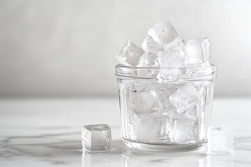 Clear glass bowl filled with ice cubes (2)