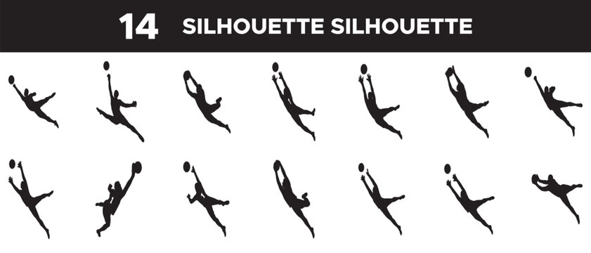 vector silhouette of football goalkeeper. goal keeper player vector silhouette. vector illustration, eps file.