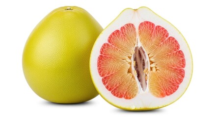 Fresh pomelo, whole and halved, vibrant colors (1)