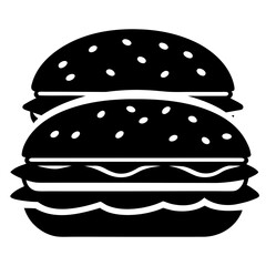 Burgers vector clean black silhouette design white background