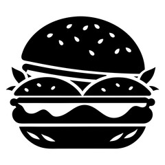 Burgers vector clean black silhouette design white background