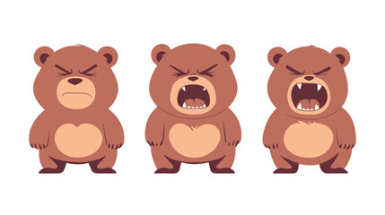 Naklejka premium Vector Illustration of a Cute Sloth Bear – Angry Cartoon Bear Character