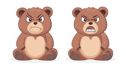 Obraz premium Vector Illustration of a Cute Sloth Bear – Angry Cartoon Bear Character