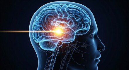 3d render of a human brain with glowing neural activity