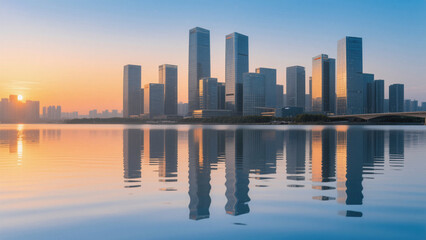 Fototapeta premium city skyline at sunset