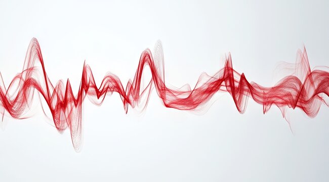 Abstract red wave design on white background (2)
