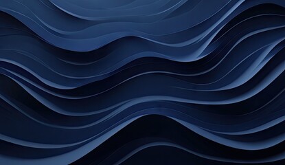 Deep navy blue wavy layered abstract background