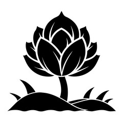 Desert Bloom vector clean black silhouette design white background