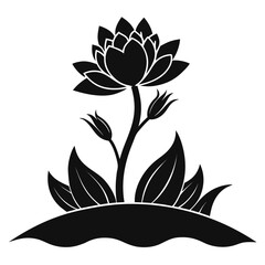 Desert Bloom vector clean black silhouette design white background