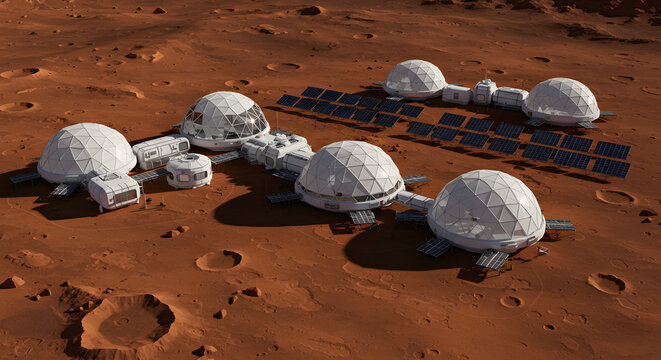 Futuristic Human Colony on Mars with Solar Power