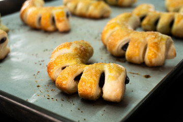 Chocolate Bear Claws puff pastry. Dessert. Pastry