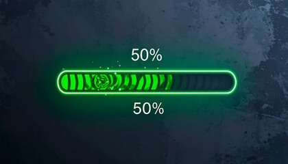 Neon Green Loading Bar at 50% on Dark Textured Background