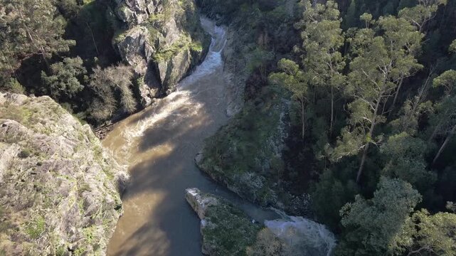 Aerial view of the Ferreira river canyon on Portugal