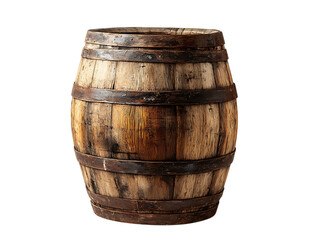 Wooden Barrel on White Background