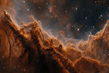 Stunning Deep Space Nebula With Orange And Brown Hues