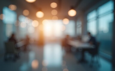 Blurred background : blur office with bokeh light background, banner, business concept. High quality