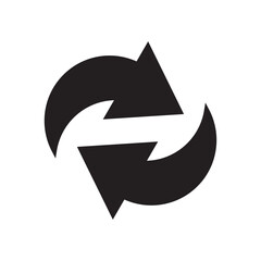 Rotated arrow black icon. Repeat symbol. Change sign. Arrows for apps, interface, business and project. Flat design. Vector illustration. Isolated on a white background.