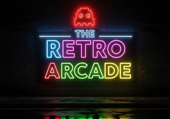 Neon sign for retro arcade