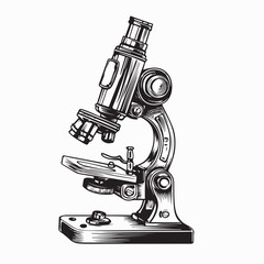 Microscope Vector Images. Black and white Microscope Vector on white background